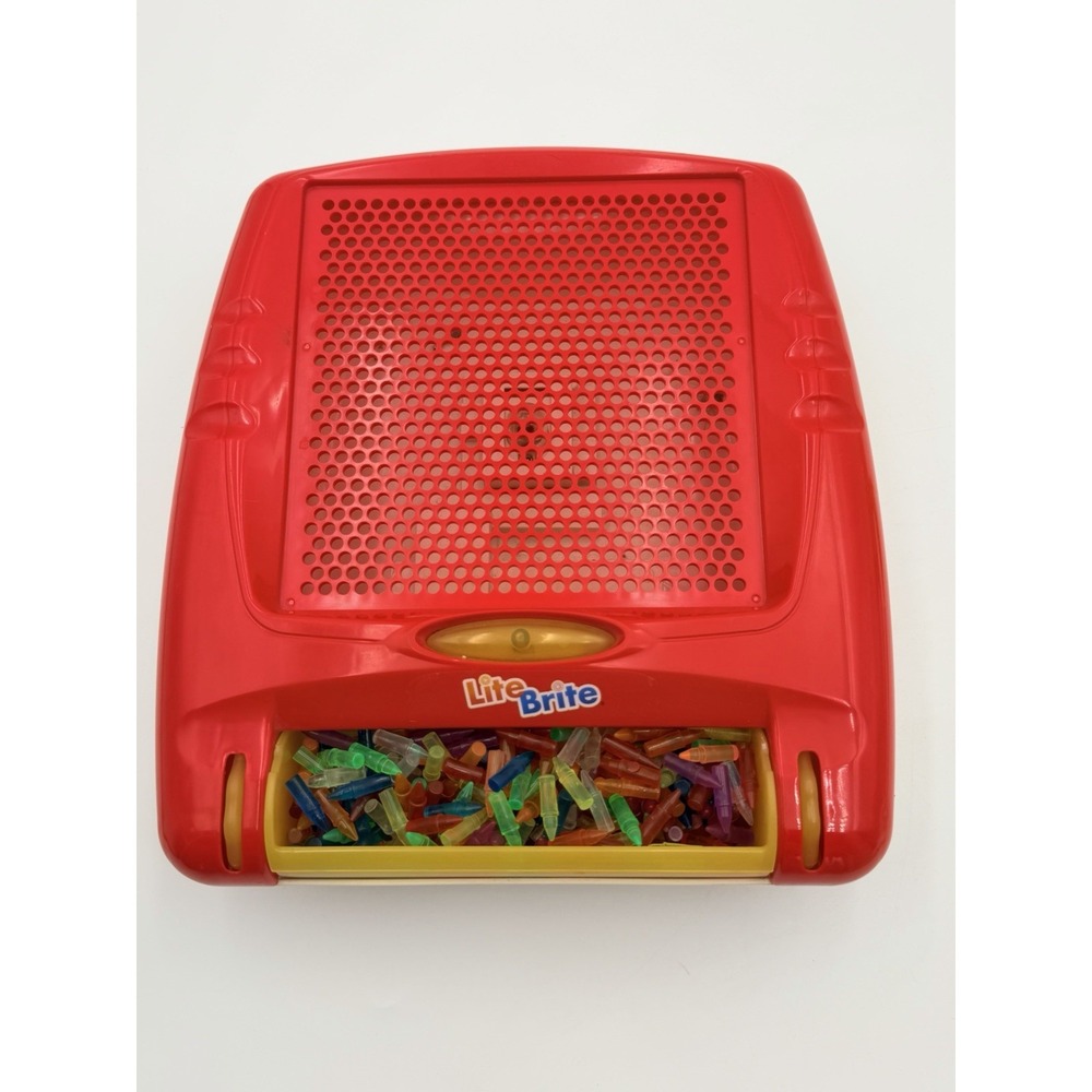 Vintage Hasbro Lite Brite Cube Light Board Toy Red w/ Pegs 2003 Tested